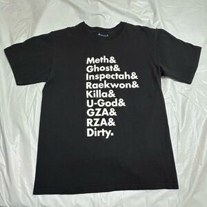 Manifest Wu Tang Clan Members Black Graphic Tee with White Text Size Small